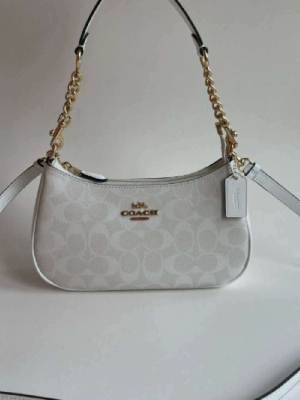 NEW COACH Teri 2Way Shoulder Bag Signature Coated Canvas White outlet CA548